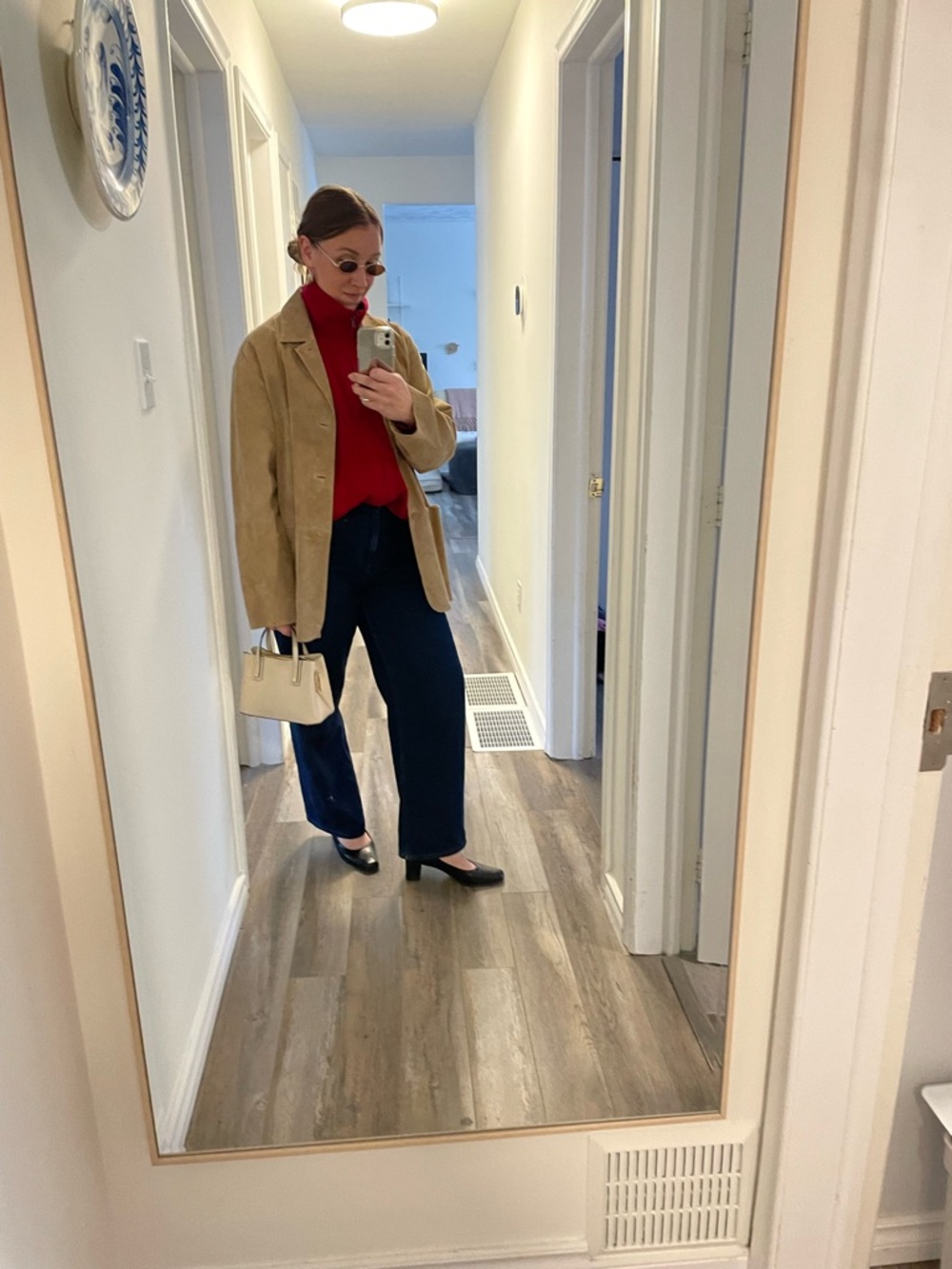 Red Unisex Wool Zip-Front Cardigan Sweater - super cozy and cute! - Picture 3 of 3